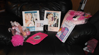 pink eye mask, tennis bracelet, amazon gift card